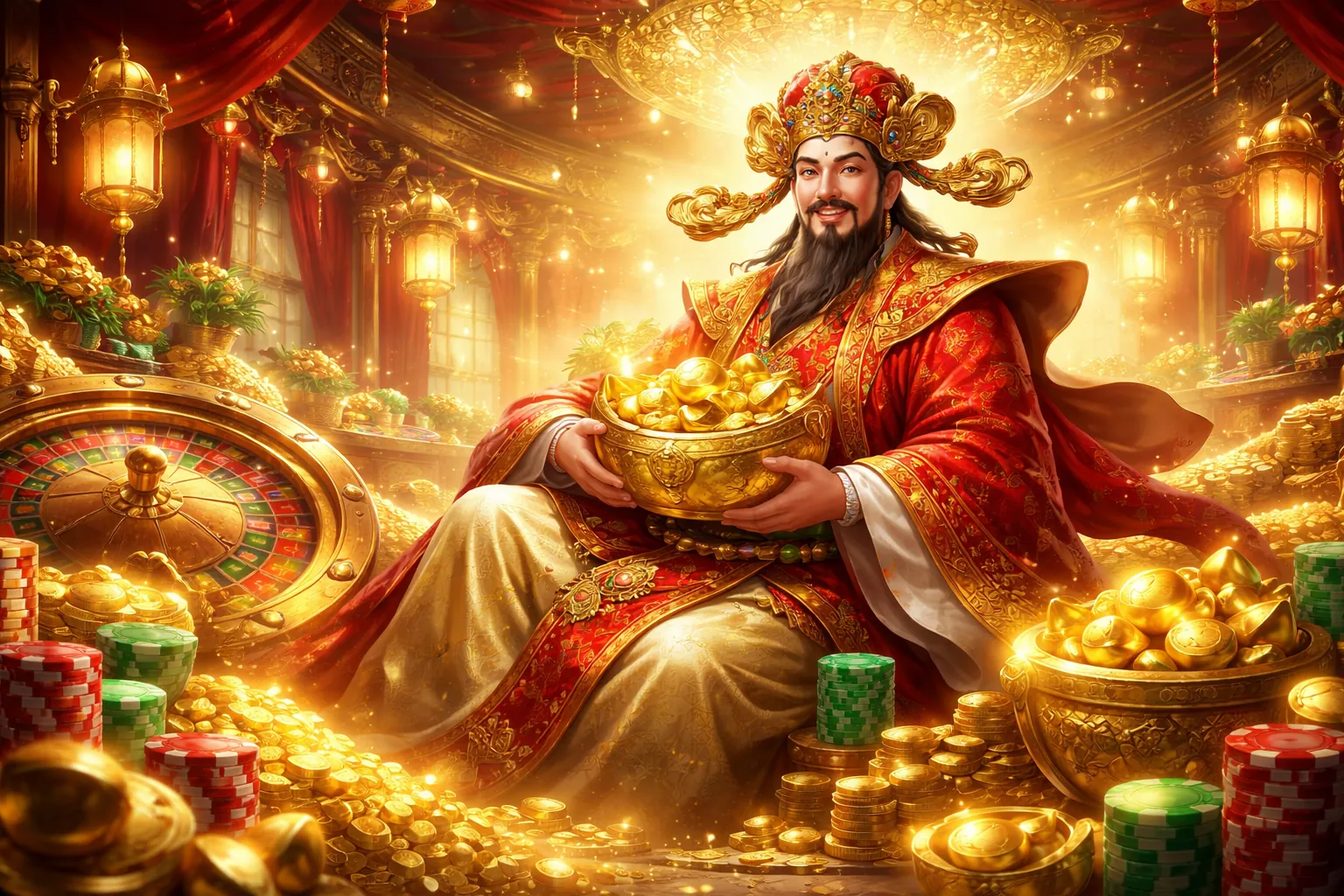 Bàn Roulette sang trọng tại Lucky 8 với chip và quả bóng đang quay, minh họa chiến lược chơi hiệu quả